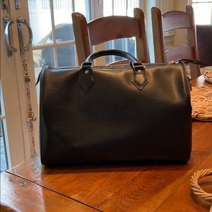 Louis Vuitton large black leather speedy